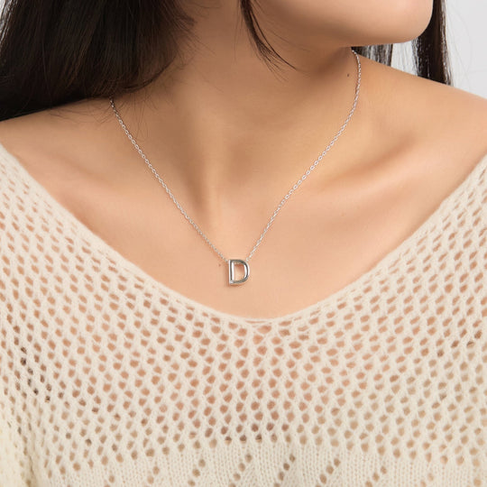 Initial Necklace Letter D Created with Zircondia® Crystals - Philip Jones Jewellery