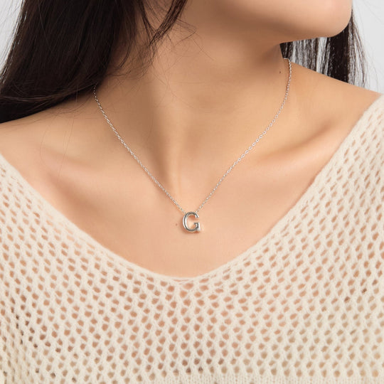 Initial Necklace Letter G Created with Zircondia® Crystals - Philip Jones Jewellery