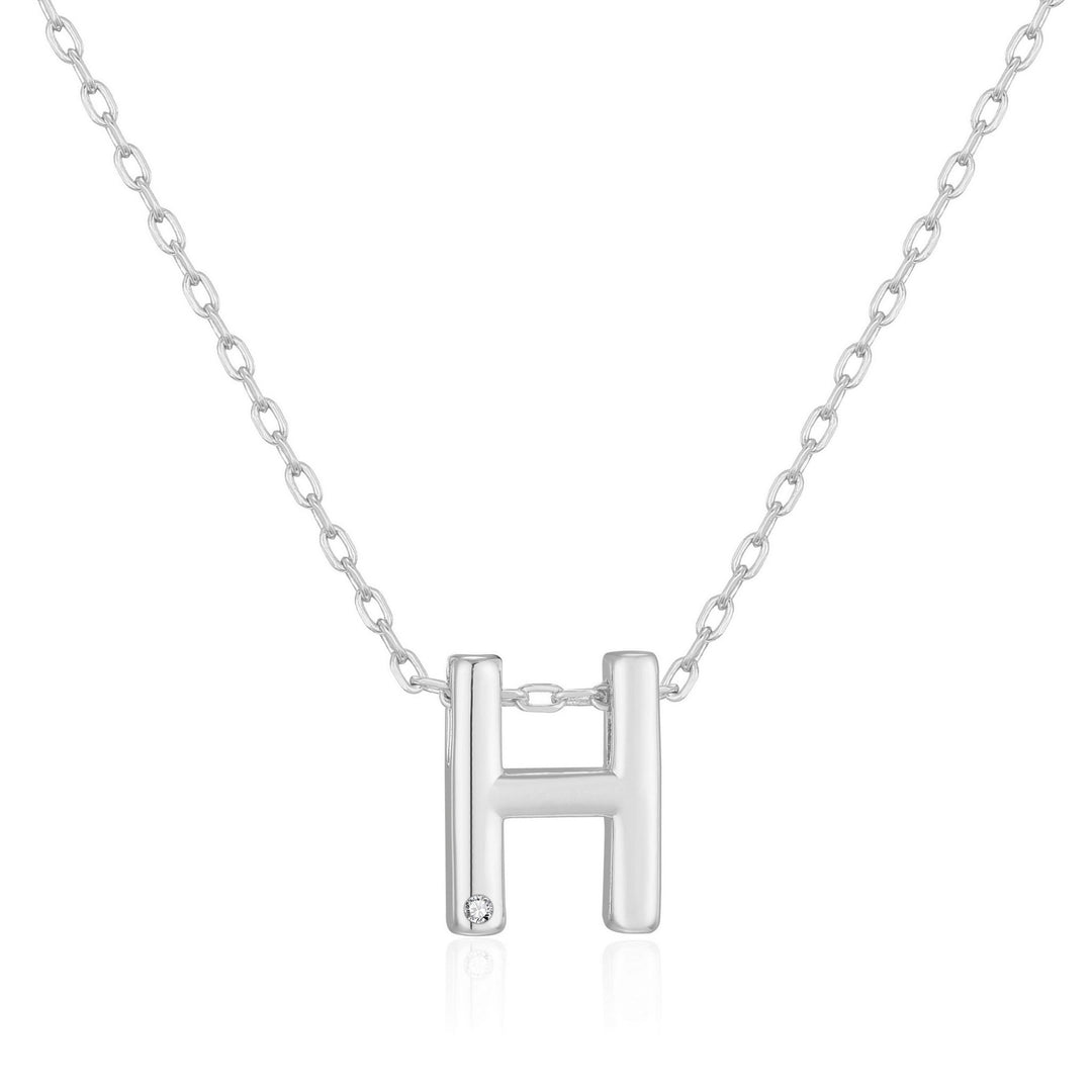 Initial Necklace Letter H Created with Zircondia® Crystals - Philip Jones Jewellery
