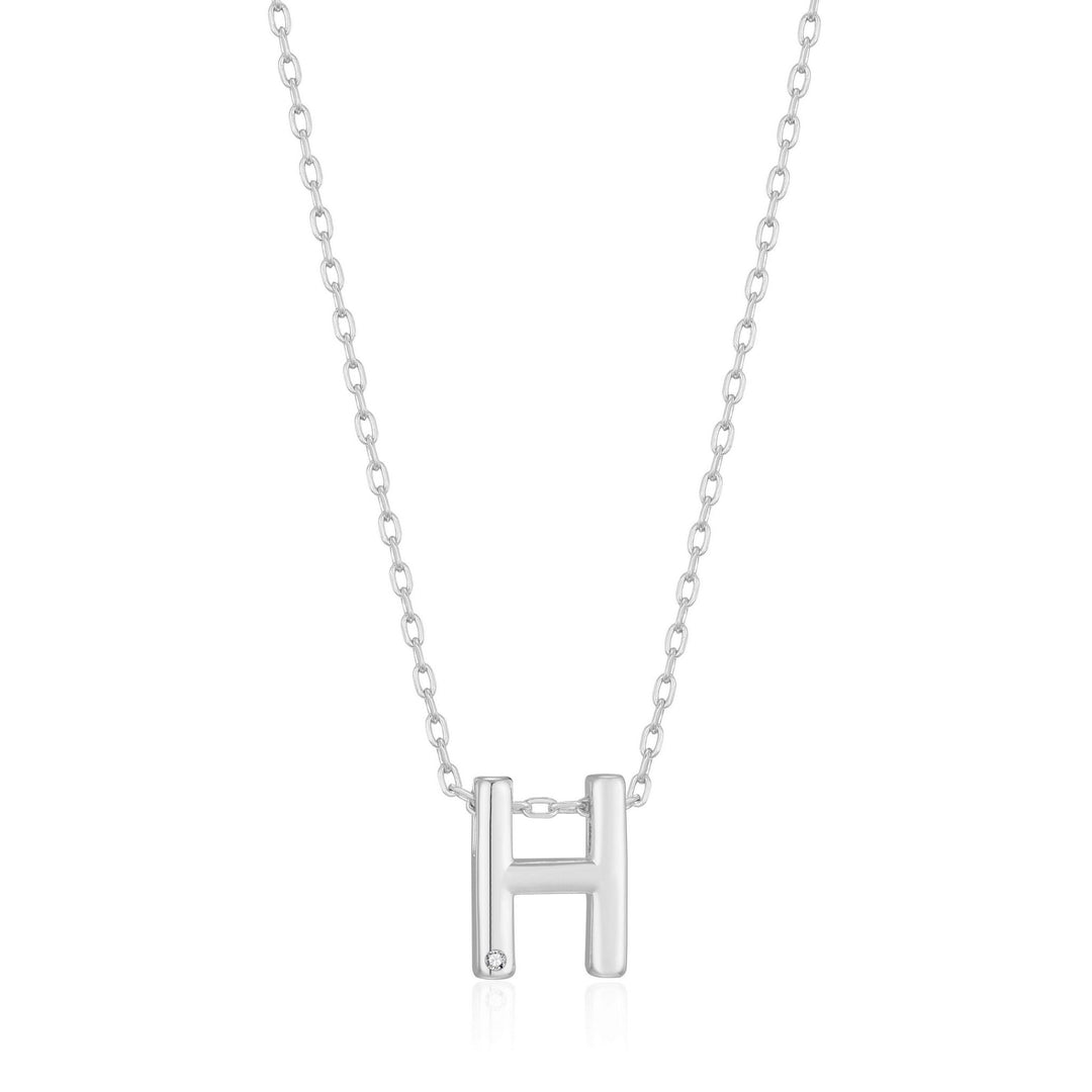 Initial Necklace Letter H Created with Zircondia® Crystals - Philip Jones Jewellery
