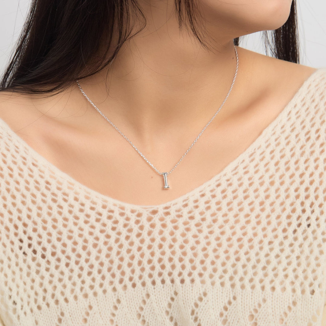 Initial Necklace Letter I Created with Zircondia® Crystals - Philip Jones Jewellery