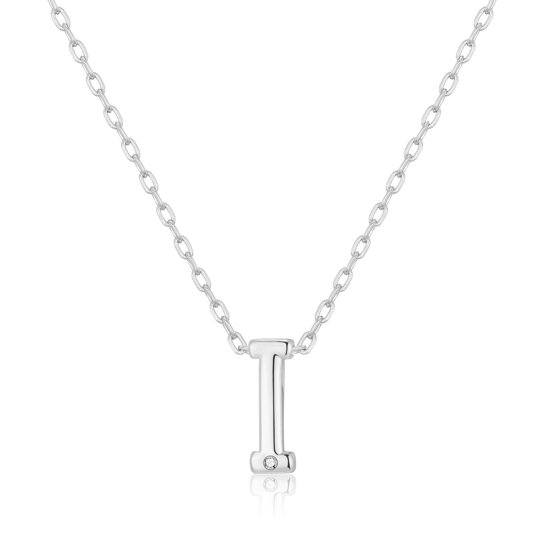 Initial Necklace Letter I Created with Zircondia® Crystals - Philip Jones Jewellery