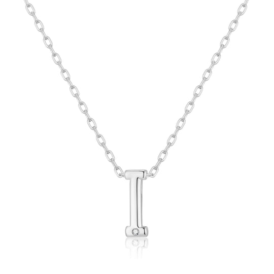 Initial Necklace Letter I Created with Zircondia® Crystals - Philip Jones Jewellery