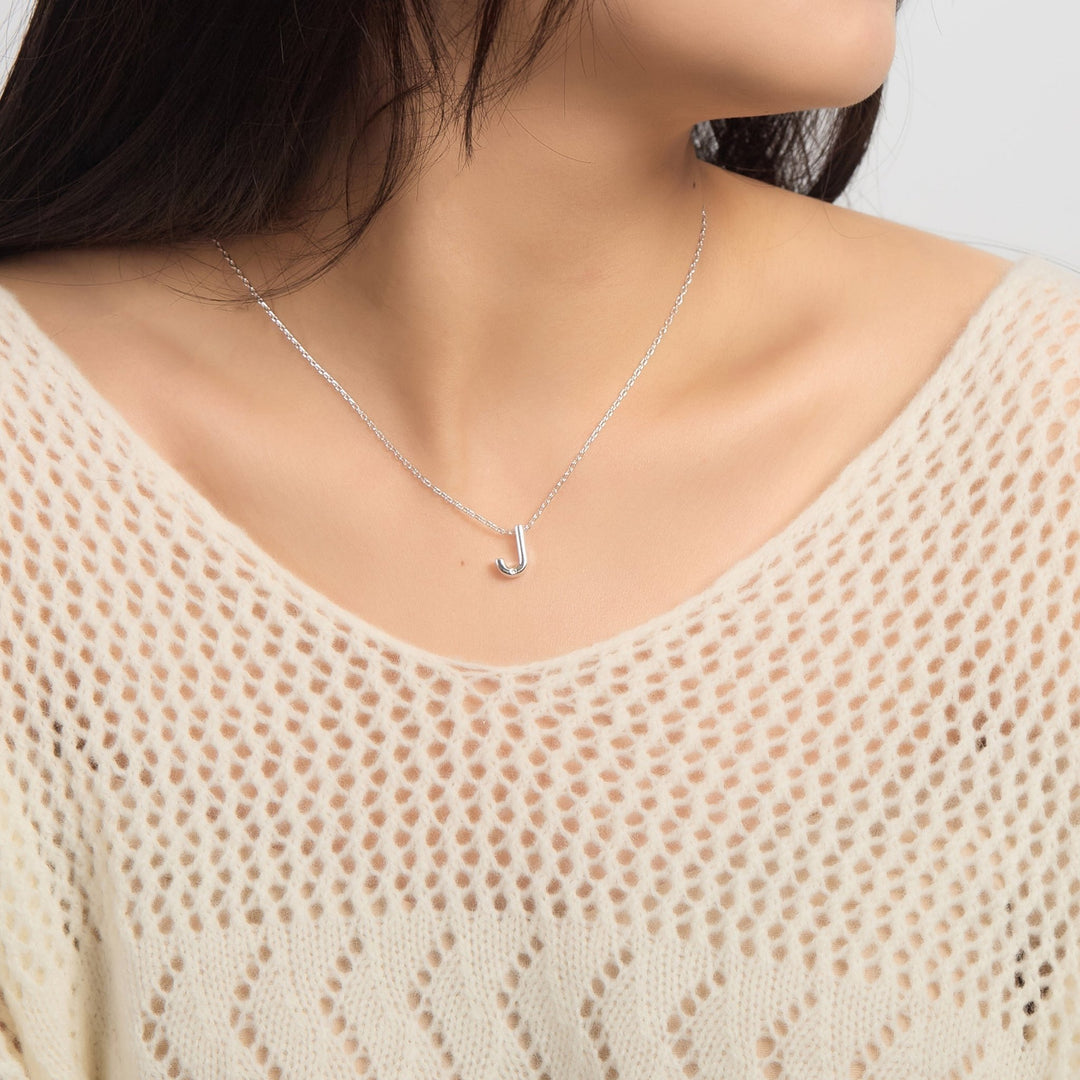 Initial Necklace Letter J Created with Zircondia® Crystals - Philip Jones Jewellery