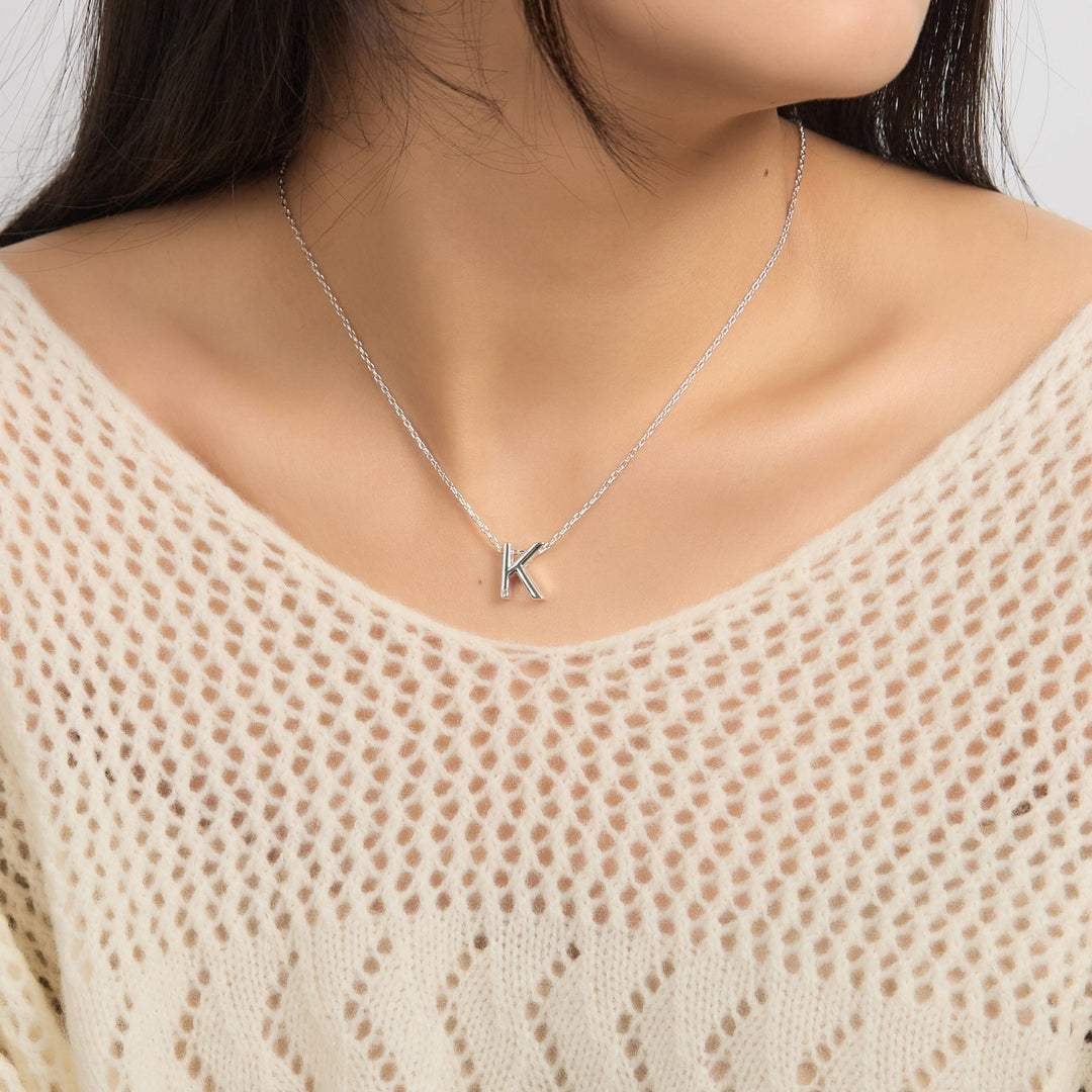 Initial Necklace Letter K Created with Zircondia® Crystals - Philip Jones Jewellery