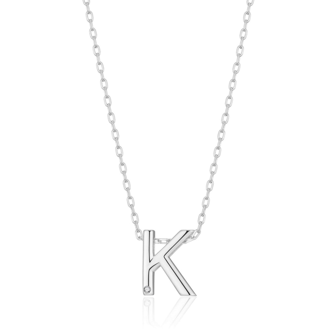Initial Necklace Letter K Created with Zircondia® Crystals - Philip Jones Jewellery