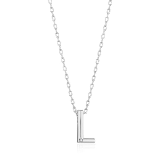 Initial Necklace Letter L Created with Zircondia® Crystals - Philip Jones Jewellery