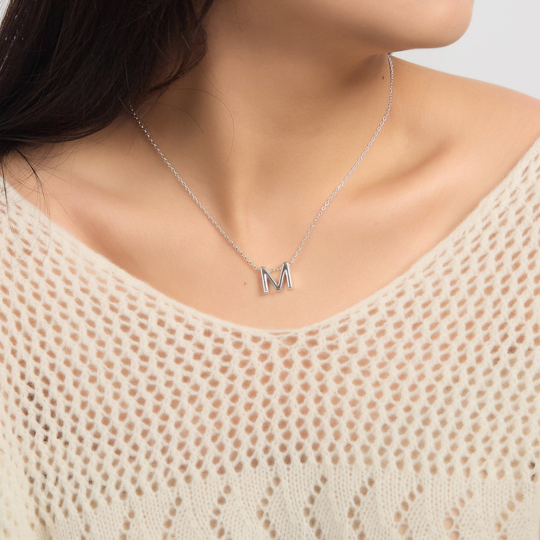 Initial Necklace Letter M Created with Zircondia® Crystals - Philip Jones Jewellery