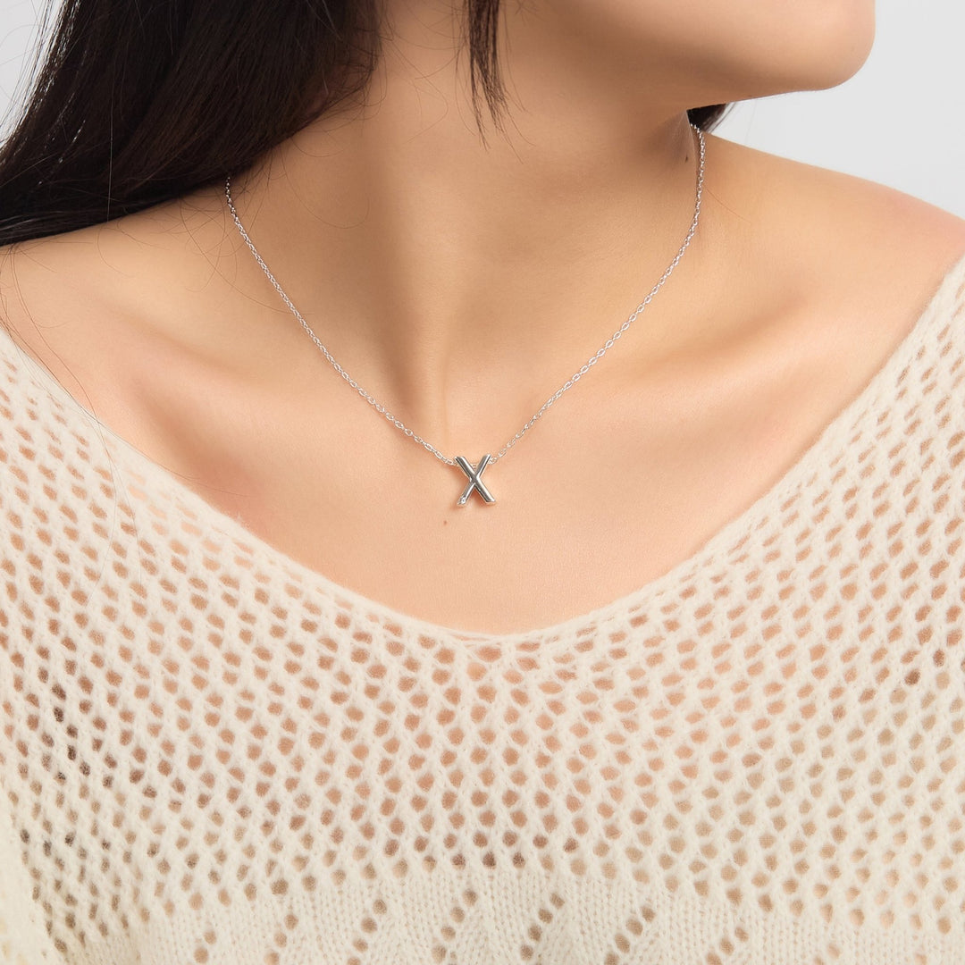 Initial Necklace Letter X Created with Zircondia® Crystals - Philip Jones Jewellery