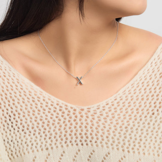 Initial Necklace Letter X Created with Zircondia® Crystals - Philip Jones Jewellery