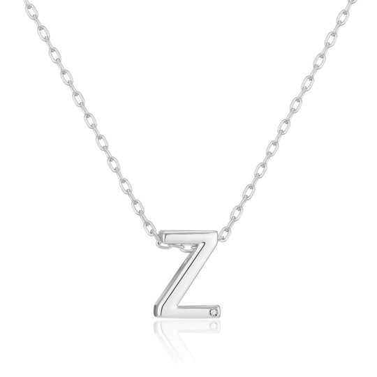Initial Necklace Letter Z Created with Zircondia® Crystals - Philip Jones Jewellery
