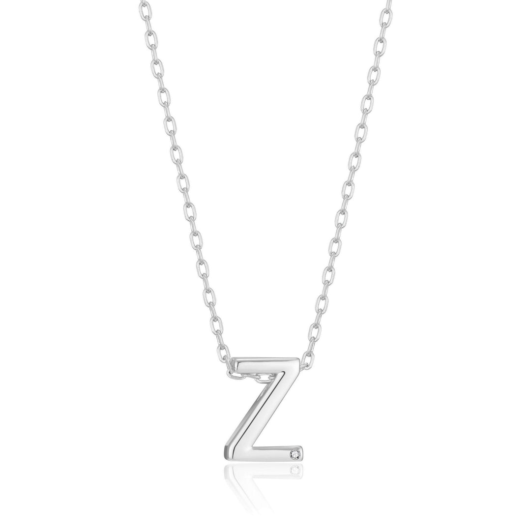 Initial Necklace Letter Z Created with Zircondia® Crystals - Philip Jones Jewellery