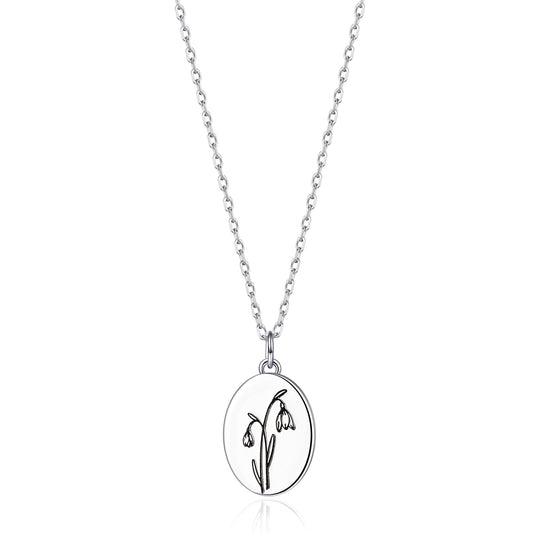 January Birth Flower Snowdrop Necklace with Card - Philip Jones Jewellery
