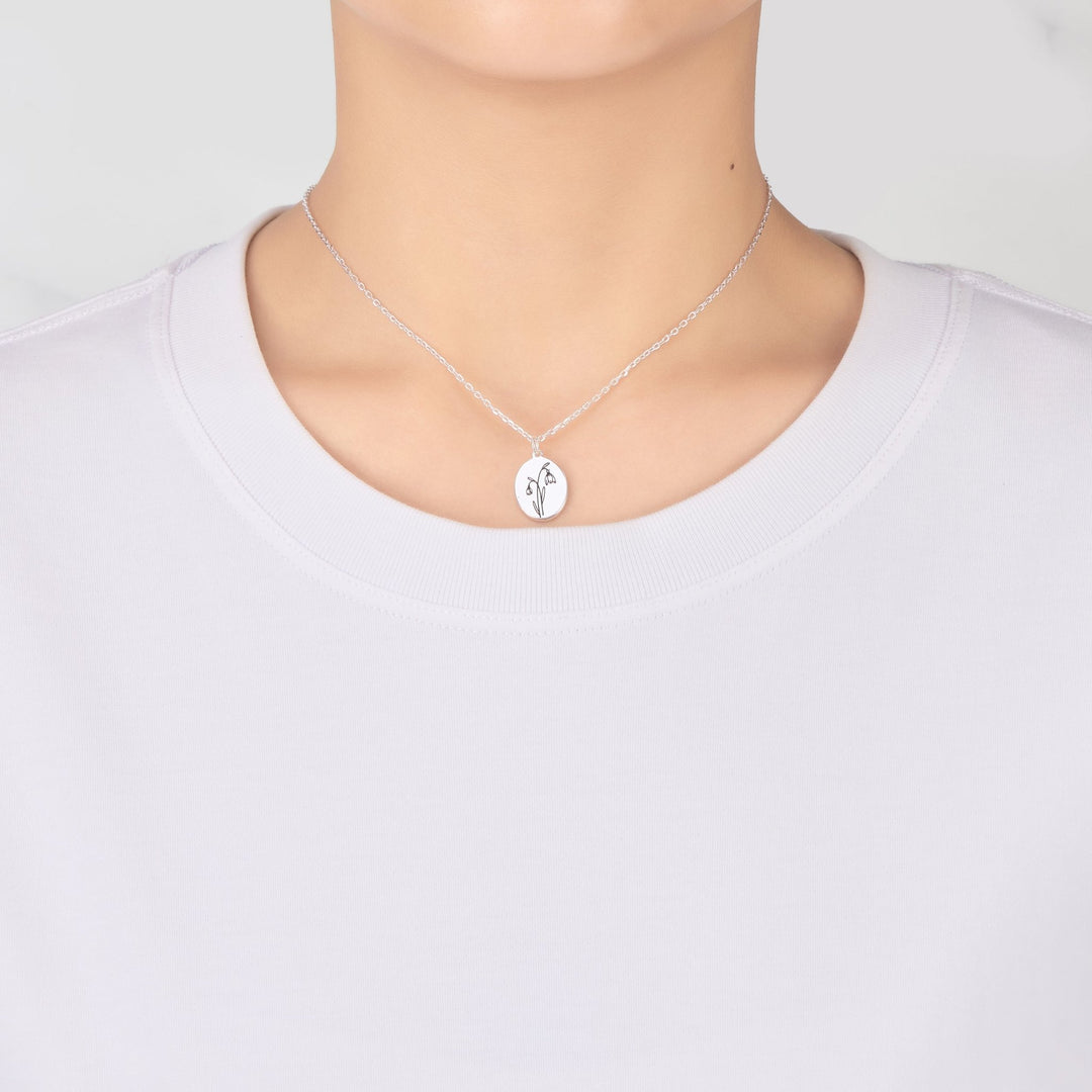 January Birth Flower Snowdrop Necklace with Card - Philip Jones Jewellery