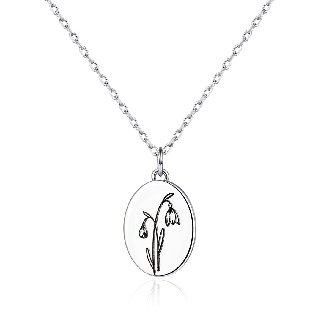 January Birth Flower Snowdrop Necklace with Card - Philip Jones Jewellery