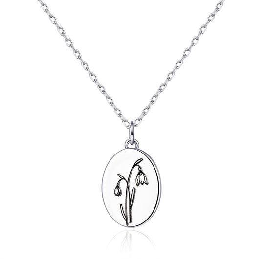 January Birth Flower Snowdrop Necklace with Card - Philip Jones Jewellery