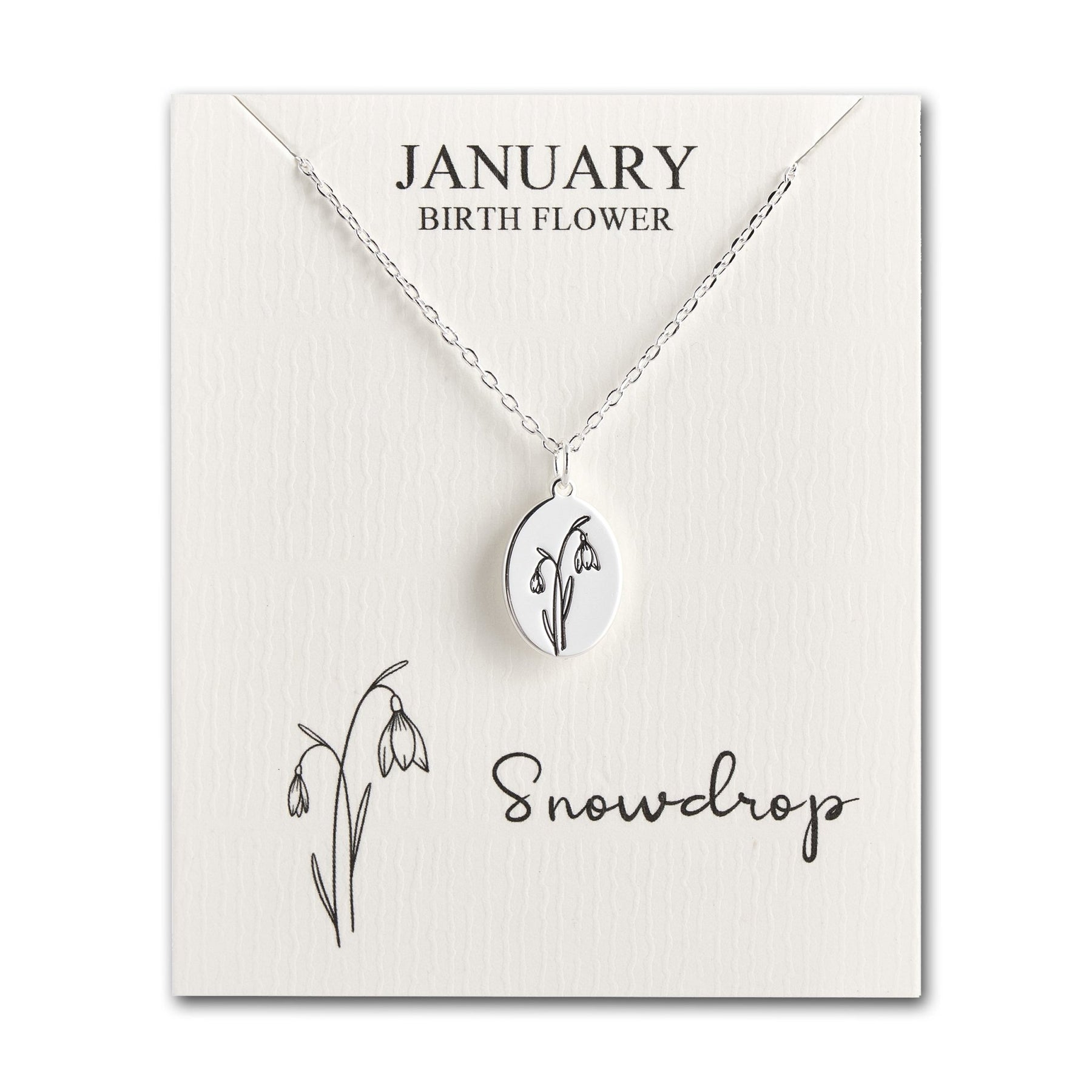Philip Jones Jewellery Trending Collection 2026 4 january birth flower snowdrop necklace with card 9243599