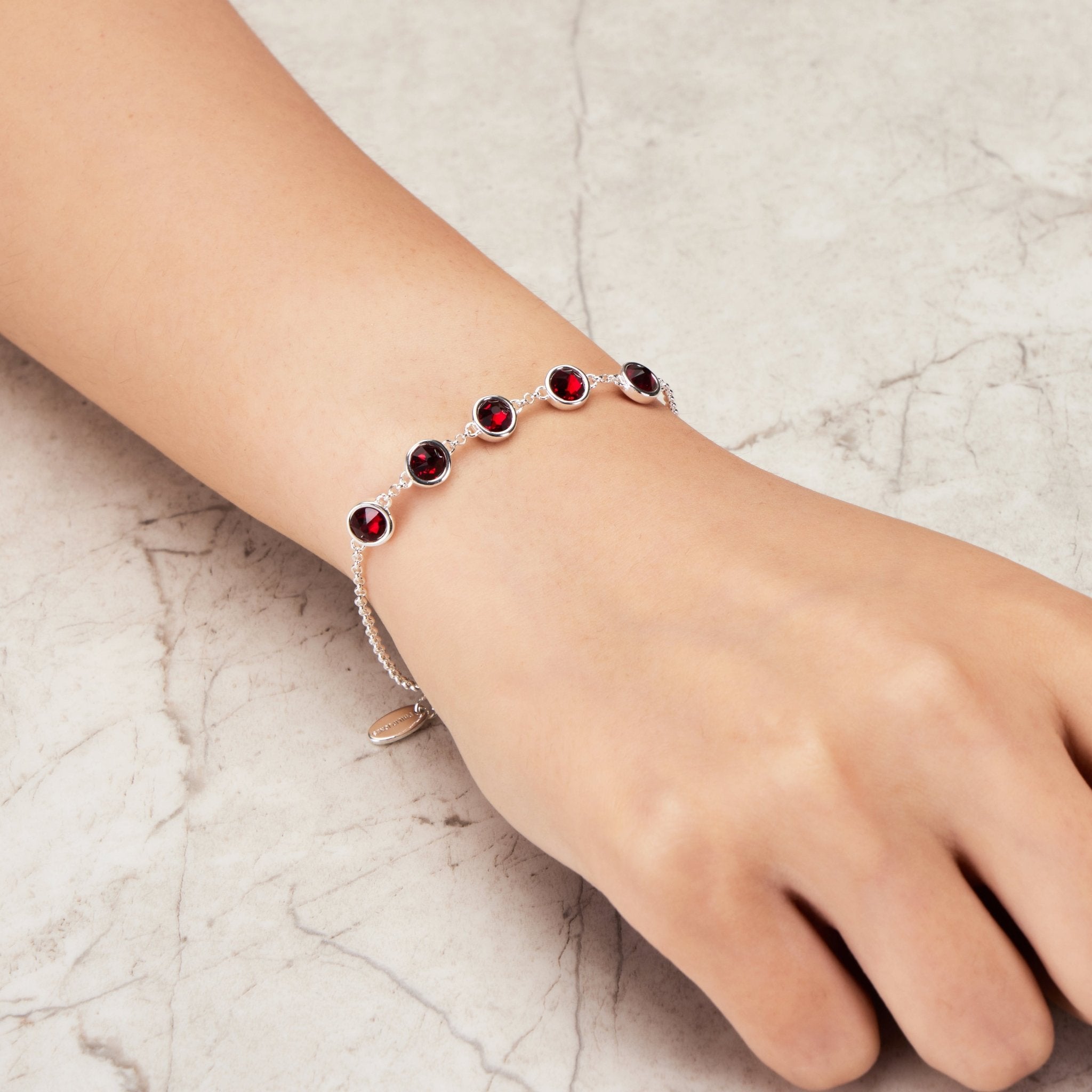 January Birthstone Bracelet Created with Garnet Zircondia® Crystals - Philip Jones Jewellery