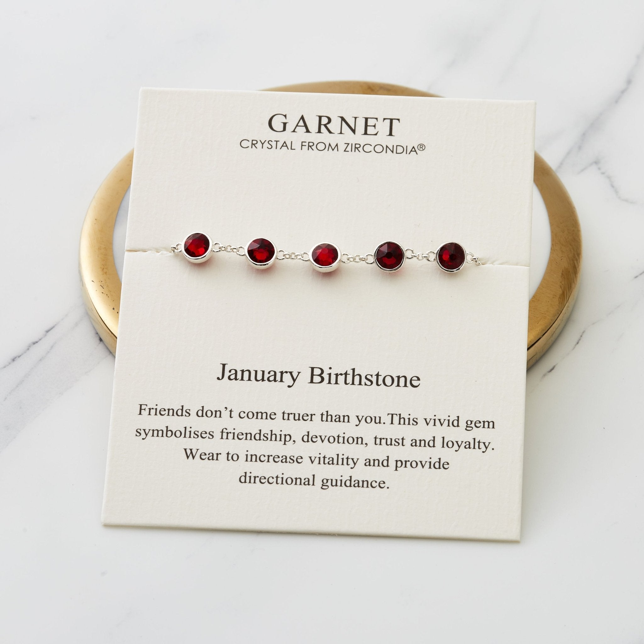 January Birthstone Bracelet Created with Garnet Zircondia® Crystals - Philip Jones Jewellery