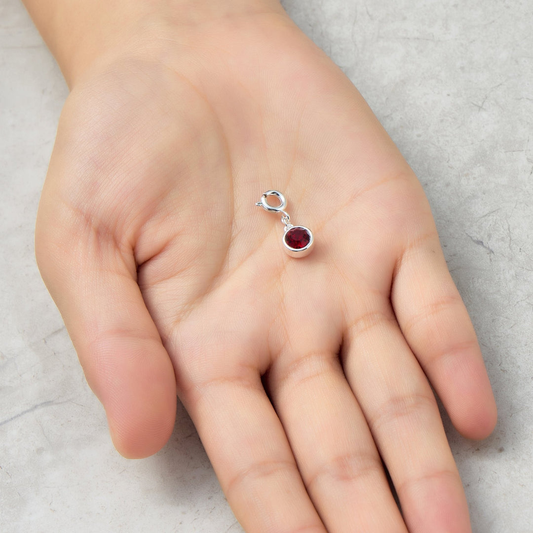 January (Garnet) Birthstone Charm Created with Zircondia® Crystals - Philip Jones Jewellery