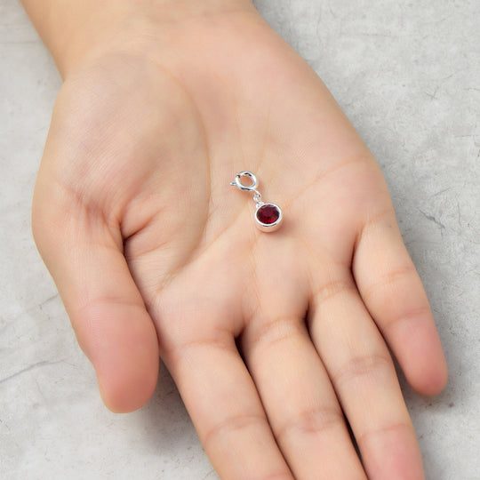 January (Garnet) Birthstone Charm Created with Zircondia® Crystals - Philip Jones Jewellery