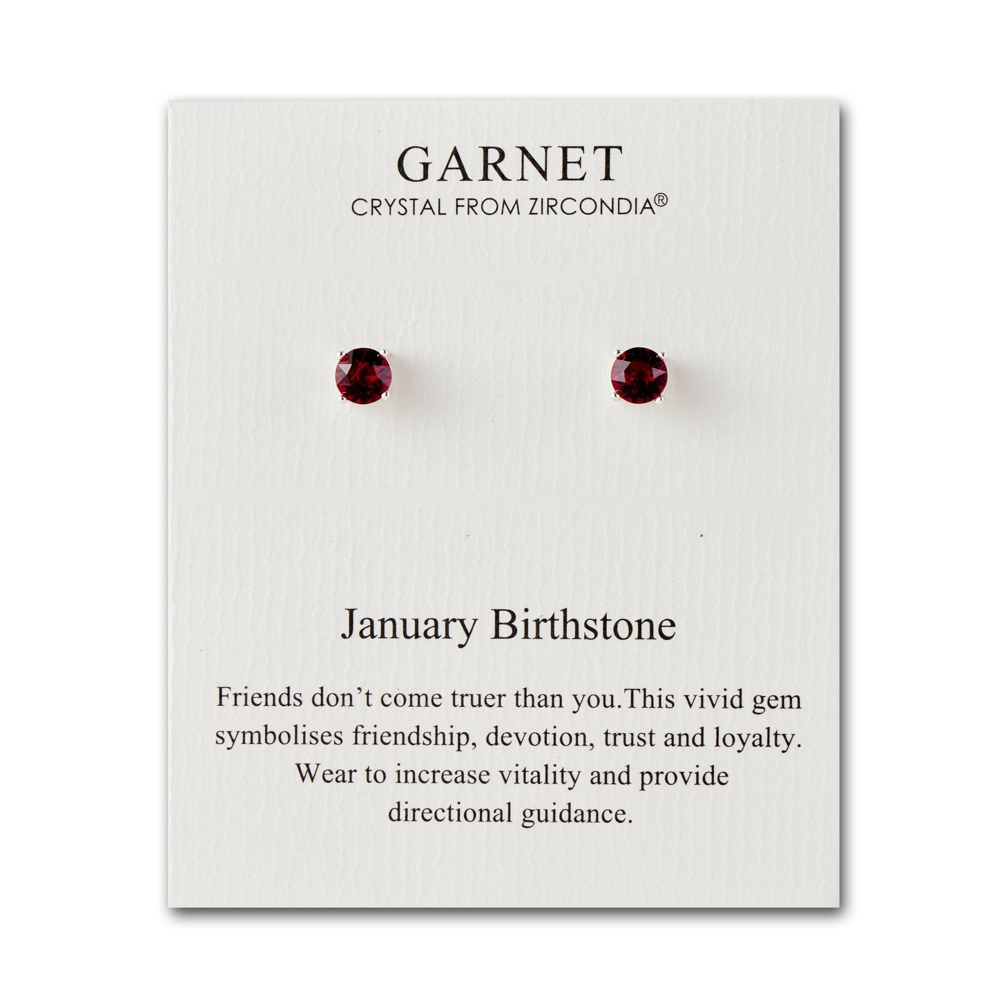 January (Garnet) Birthstone Earrings Created with Zircondia® Crystals - Philip Jones Jewellery