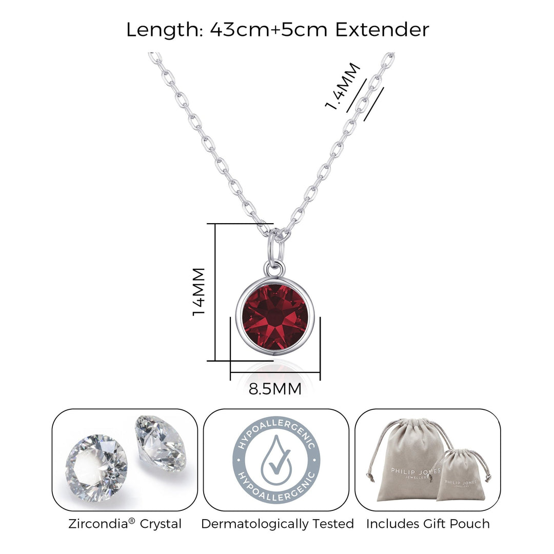 January (Garnet) Birthstone Necklace Created with Zircondia® Crystals - Philip Jones Jewellery
