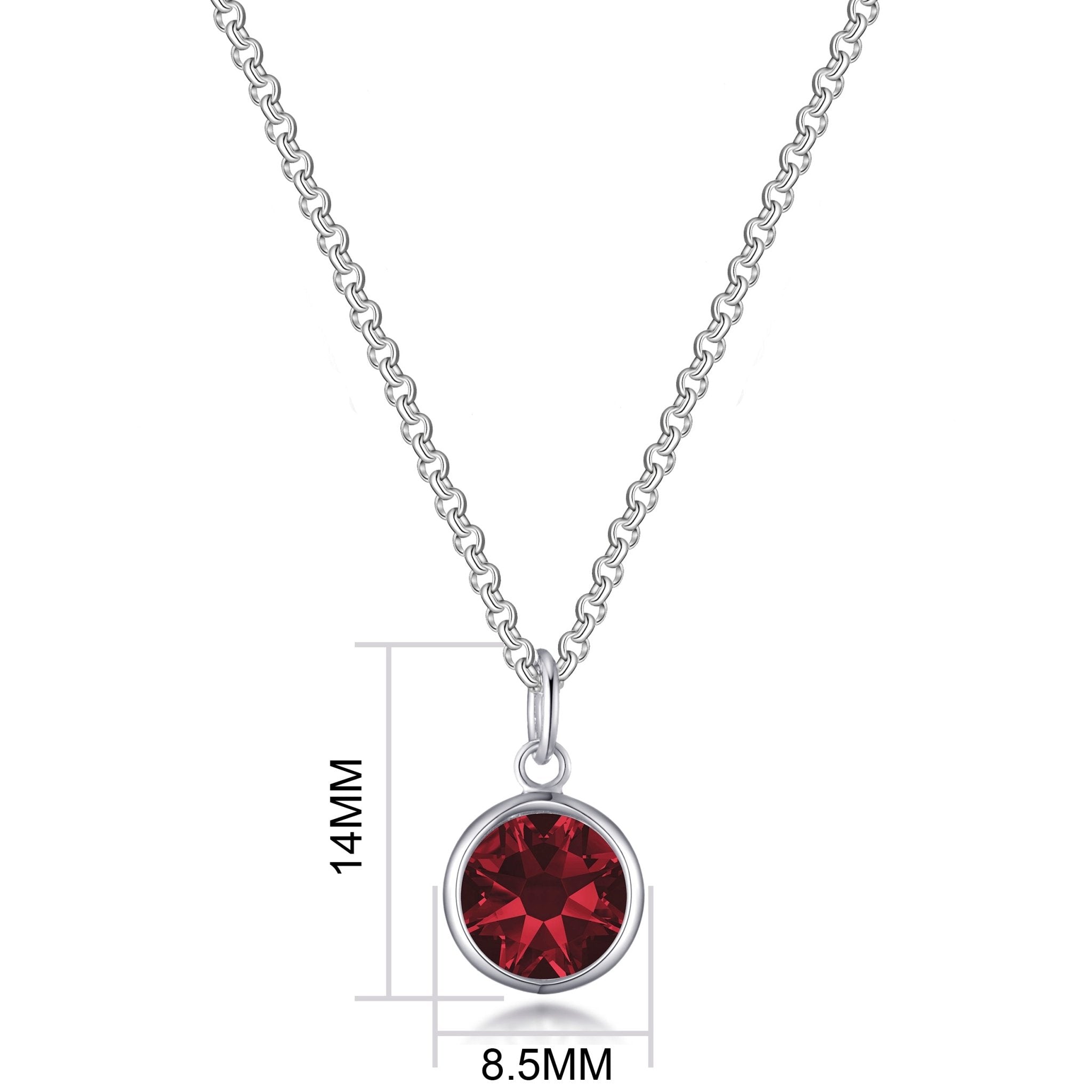 January (Garnet) Birthstone Necklace with Initial Charm (A to Z) Created with Zircondia® Crystals - Philip Jones Jewellery