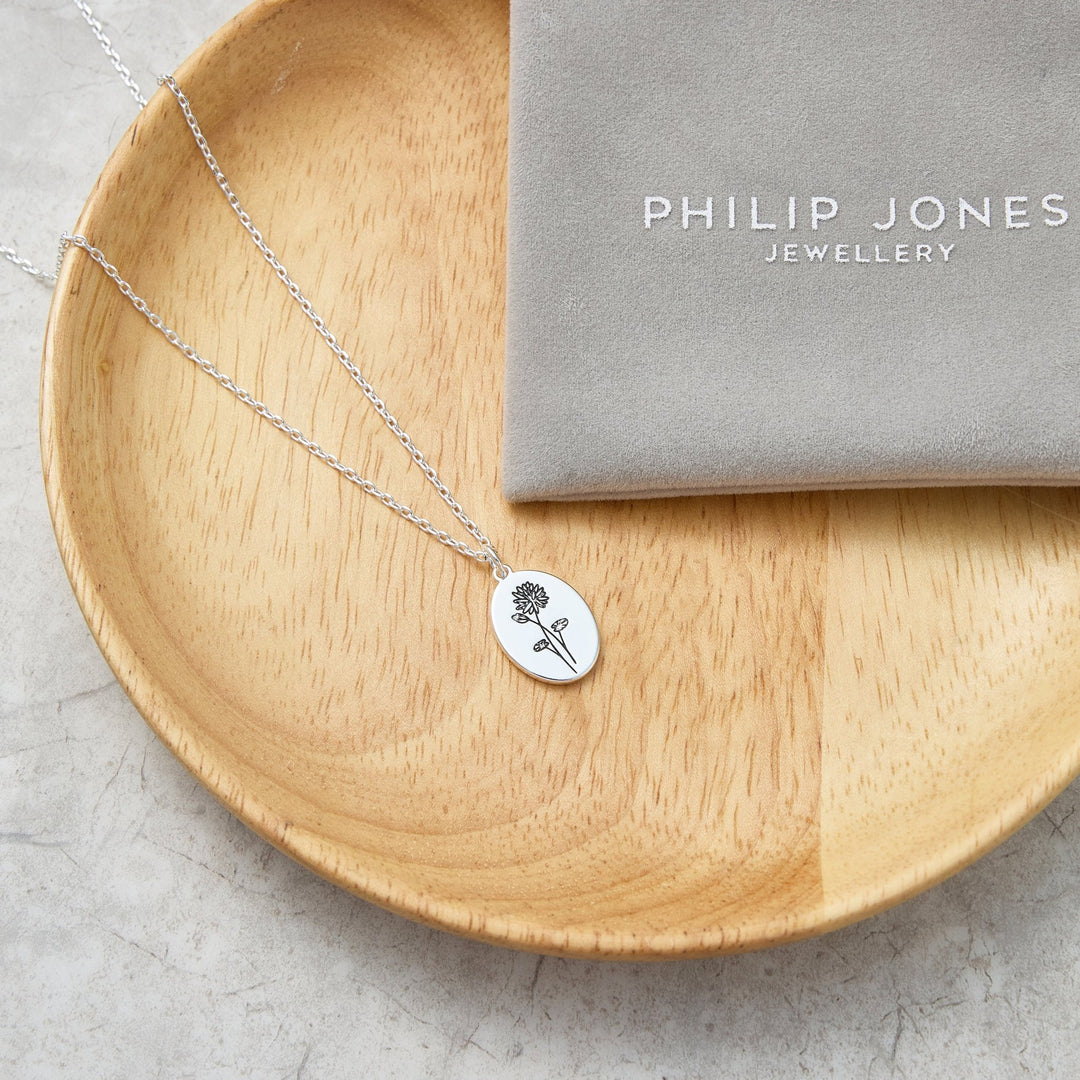 July Birth Flower Water Lily Necklace - Philip Jones Jewellery