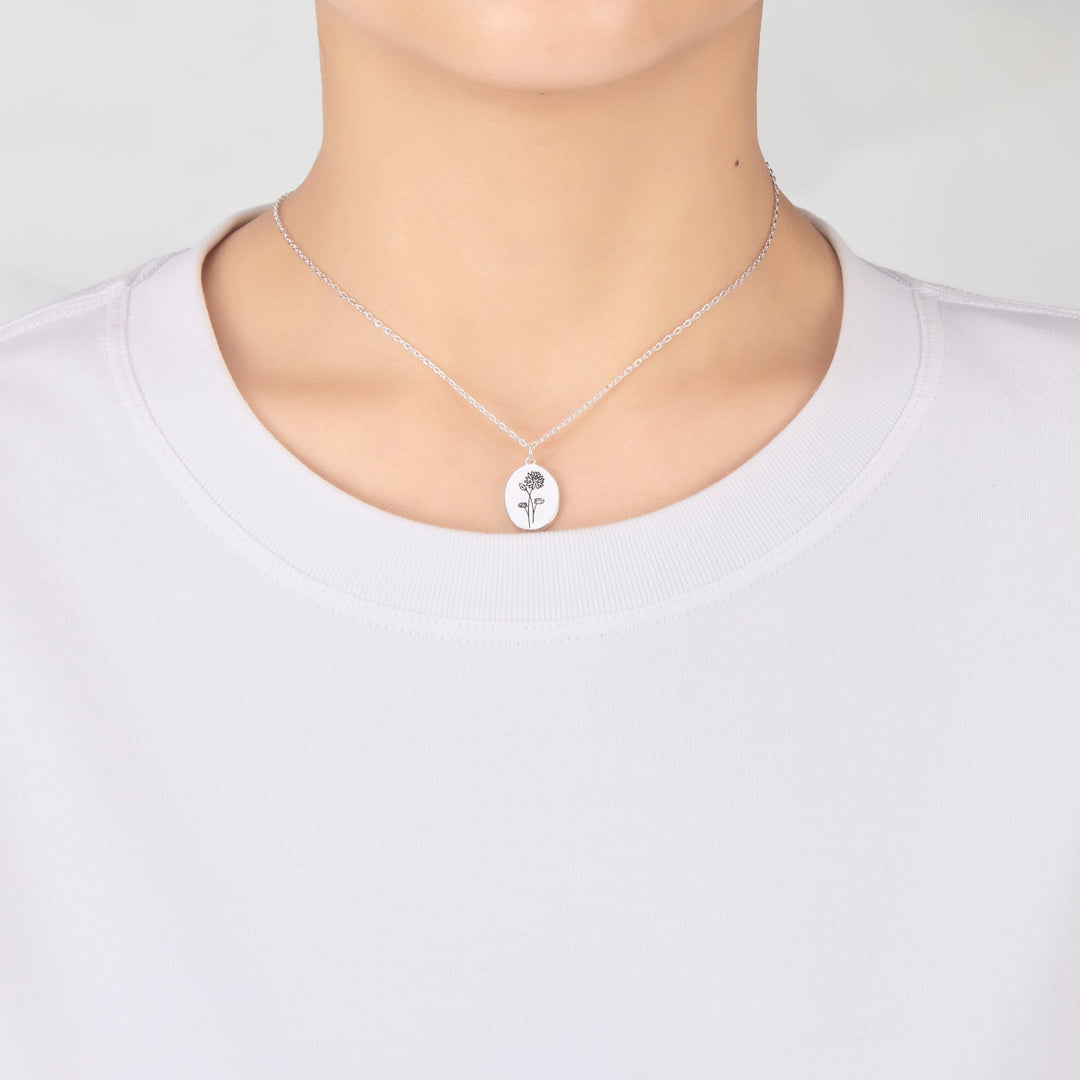 July Birth Flower Water Lily Necklace with Card - Philip Jones Jewellery