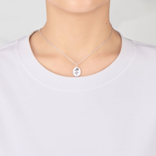 July Birth Flower Water Lily Necklace with Card - Philip Jones Jewellery