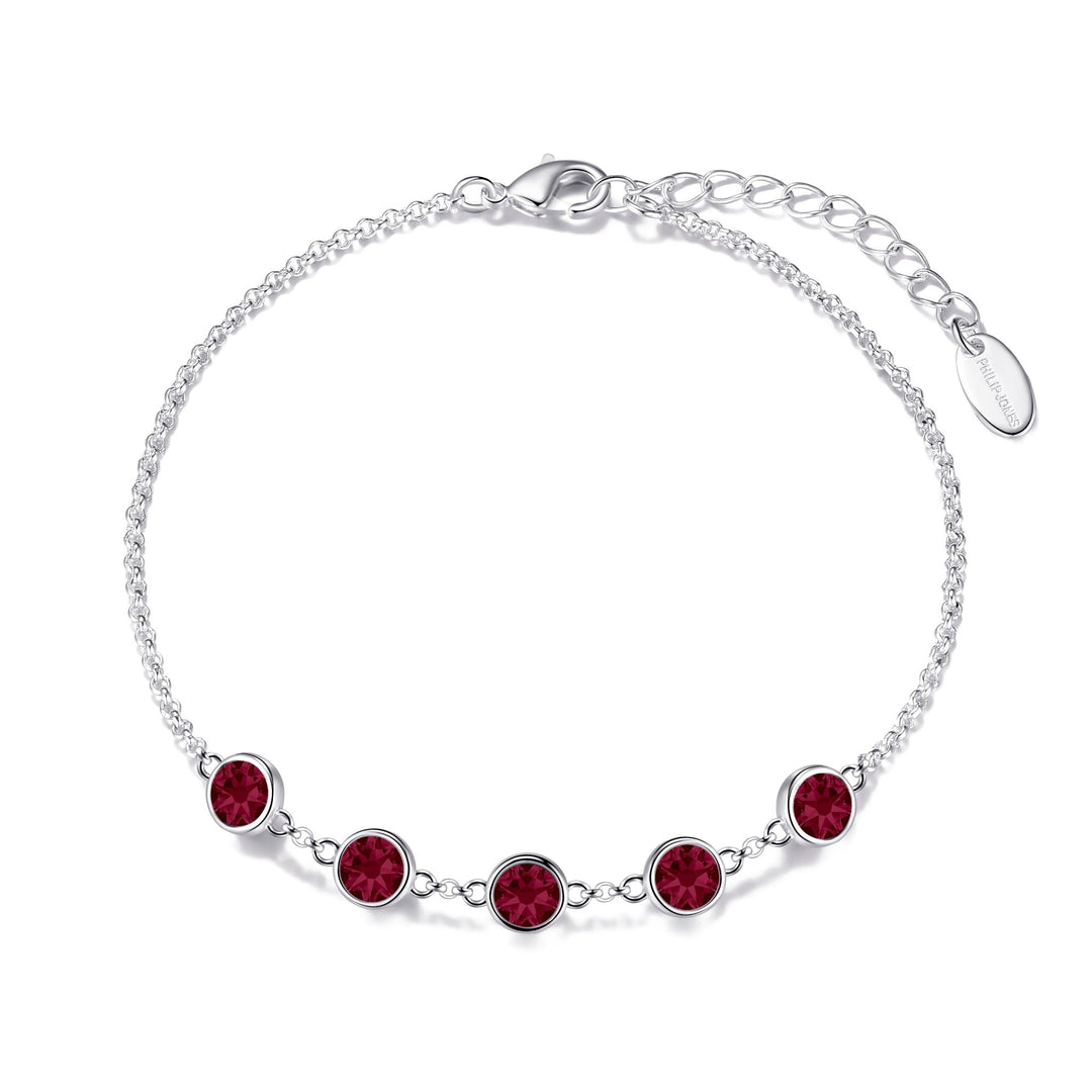 July Birthstone Bracelet Created with Ruby Zircondia® Crystals - Philip Jones Jewellery