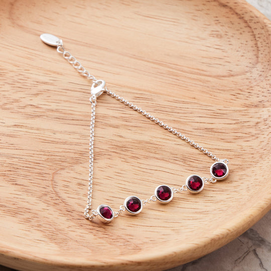 July Birthstone Bracelet Created with Ruby Zircondia® Crystals - Philip Jones Jewellery