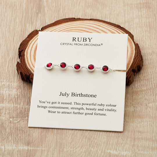 July Birthstone Bracelet Created with Ruby Zircondia® Crystals - Philip Jones Jewellery
