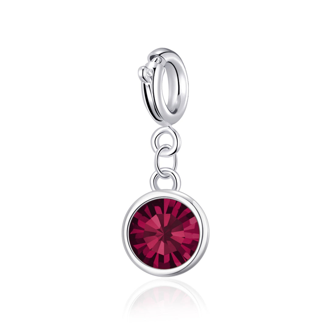 July (Ruby) Birthstone Charm Created with Zircondia® Crystals - Philip Jones Jewellery