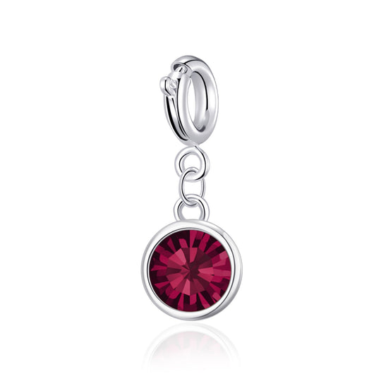July (Ruby) Birthstone Charm Created with Zircondia® Crystals - Philip Jones Jewellery