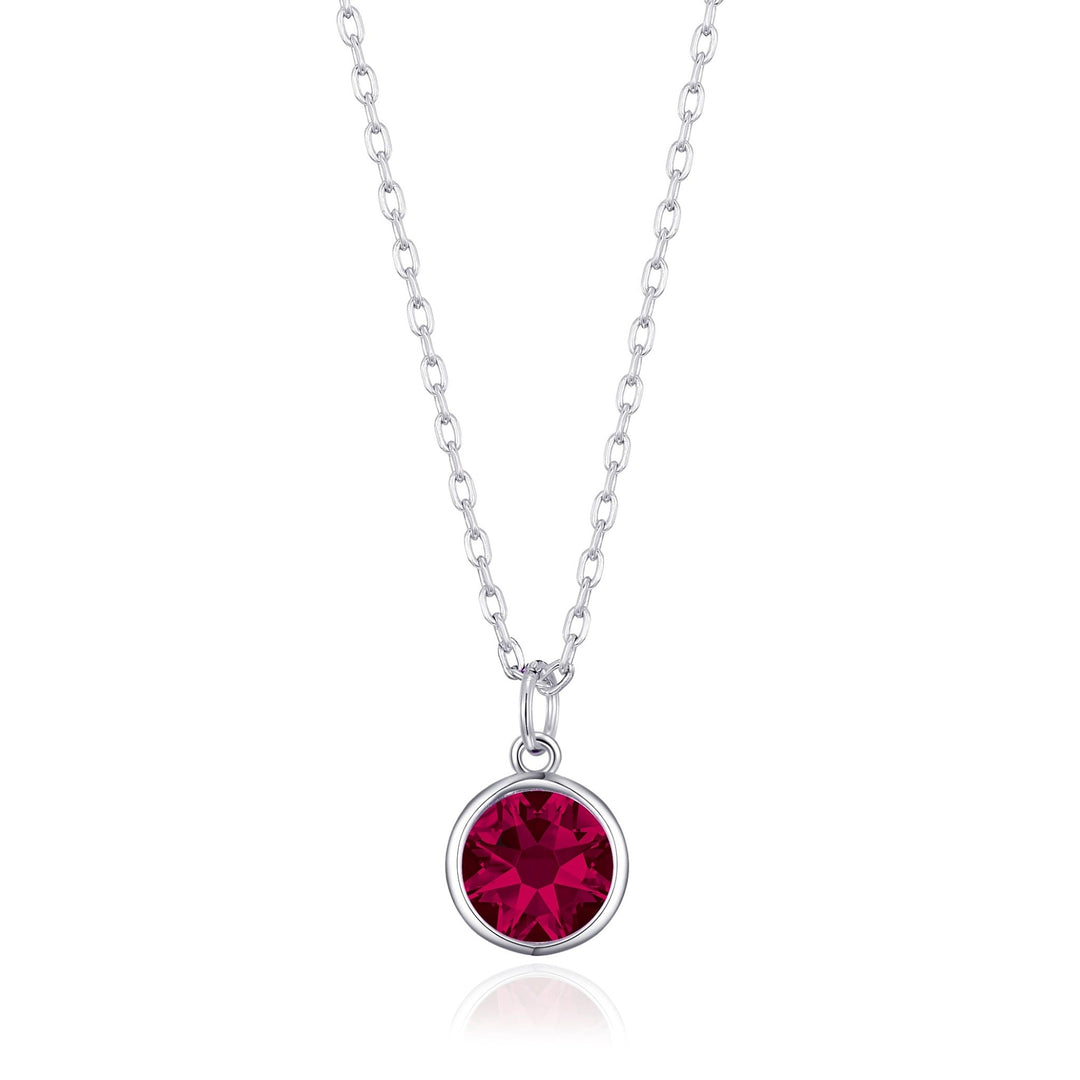 July (Ruby) Birthstone Necklace Created with Zircondia® Crystals - Philip Jones Jewellery
