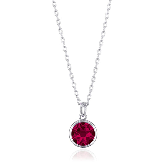 July (Ruby) Birthstone Necklace Created with Zircondia® Crystals - Philip Jones Jewellery