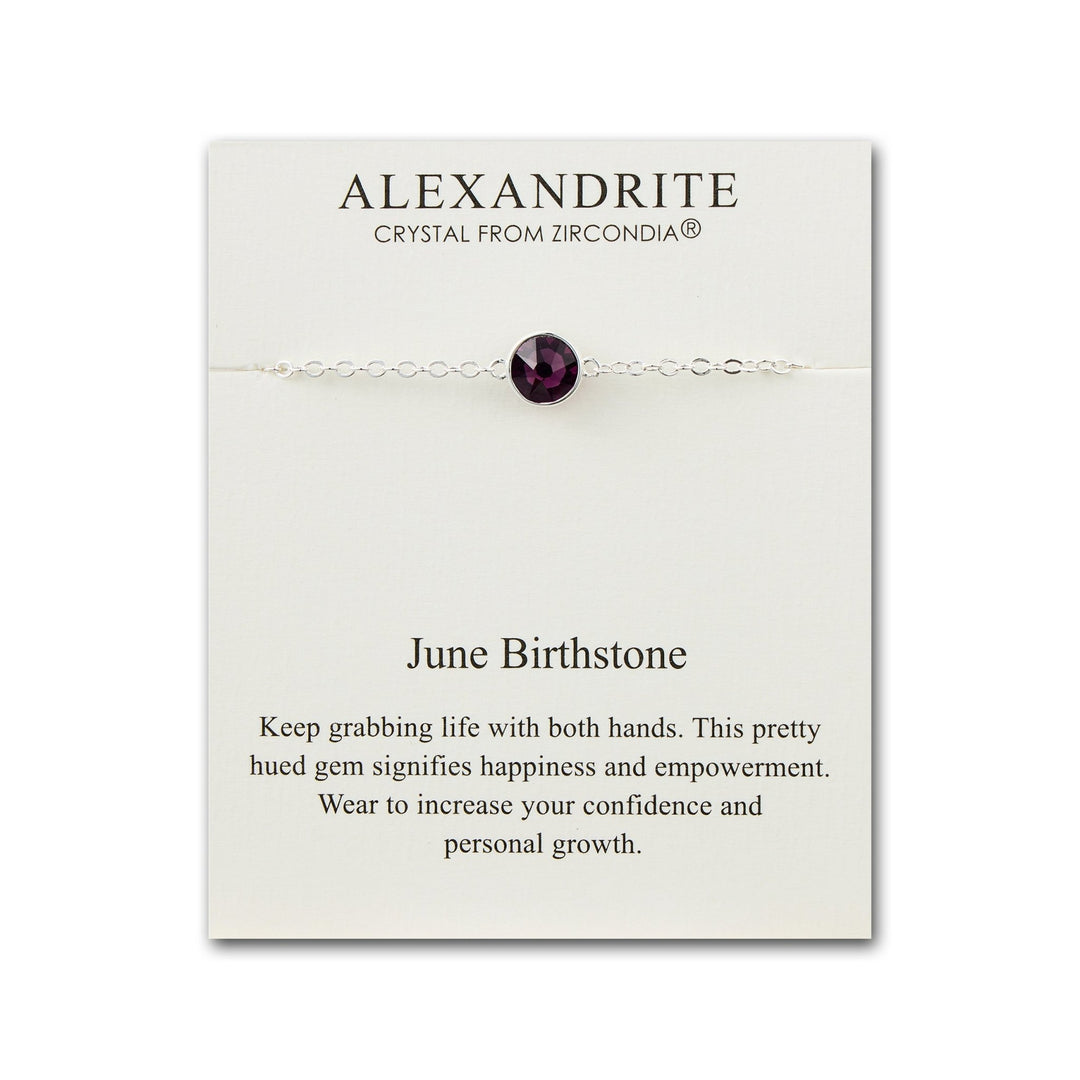 June (Alexandrite) Birthstone Anklet Created with Zircondia® Crystals - Philip Jones Jewellery