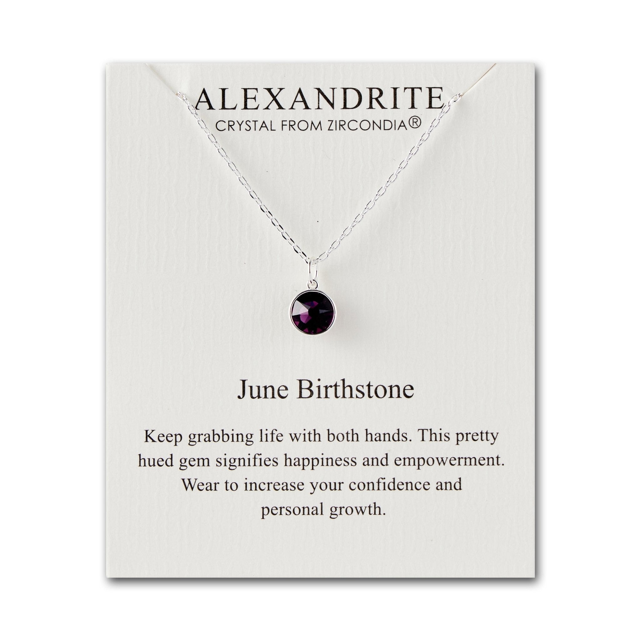 June (Alexandrite) Birthstone Necklace Created with Zircondia® Crystals - Philip Jones Jewellery