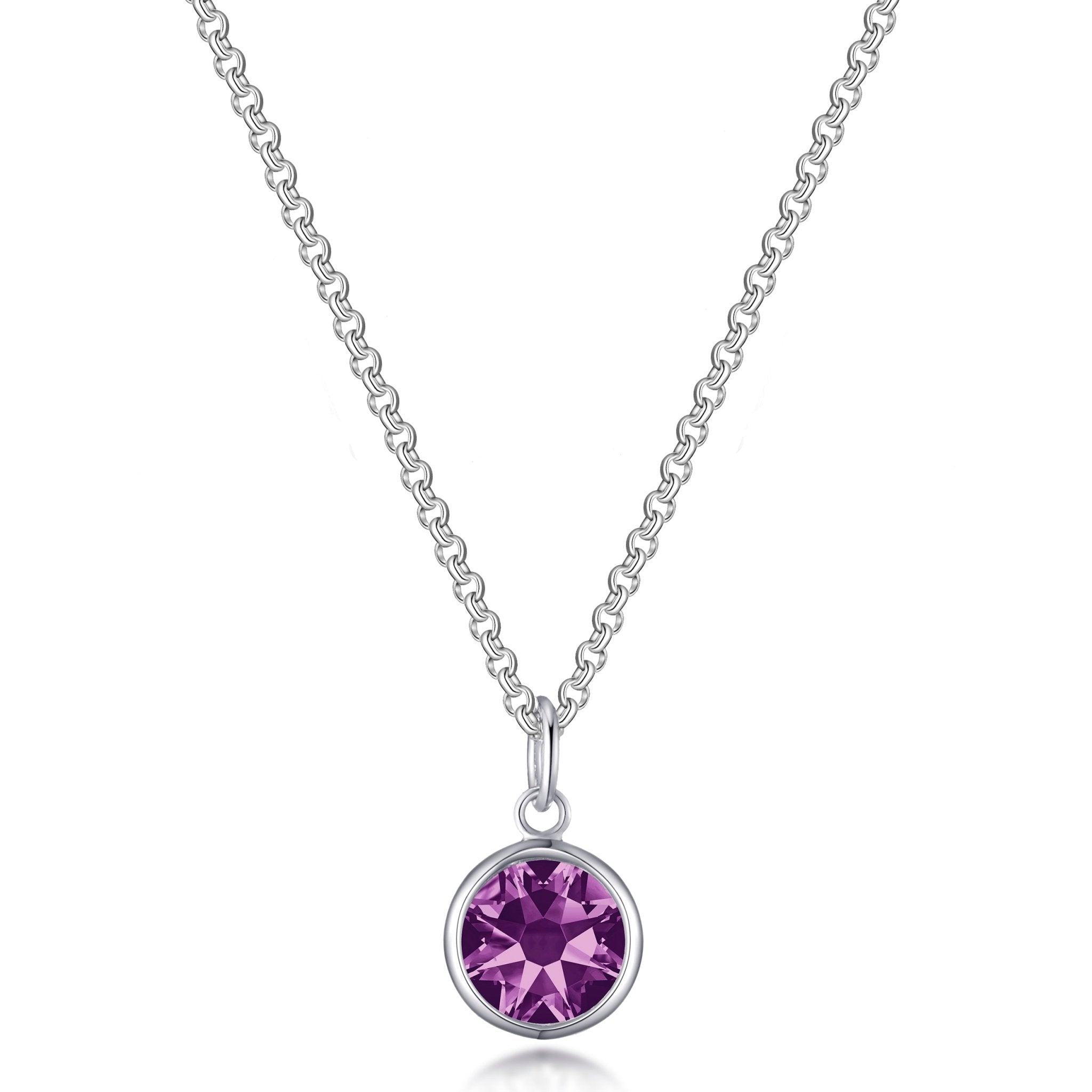 June (Alexandrite) Birthstone Necklace with Initial Charm (A to Z) Created with Zircondia® Crystals - Philip Jones Jewellery