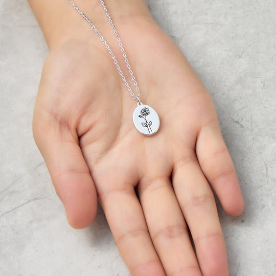 June Birth Flower Rose Necklace - Philip Jones Jewellery