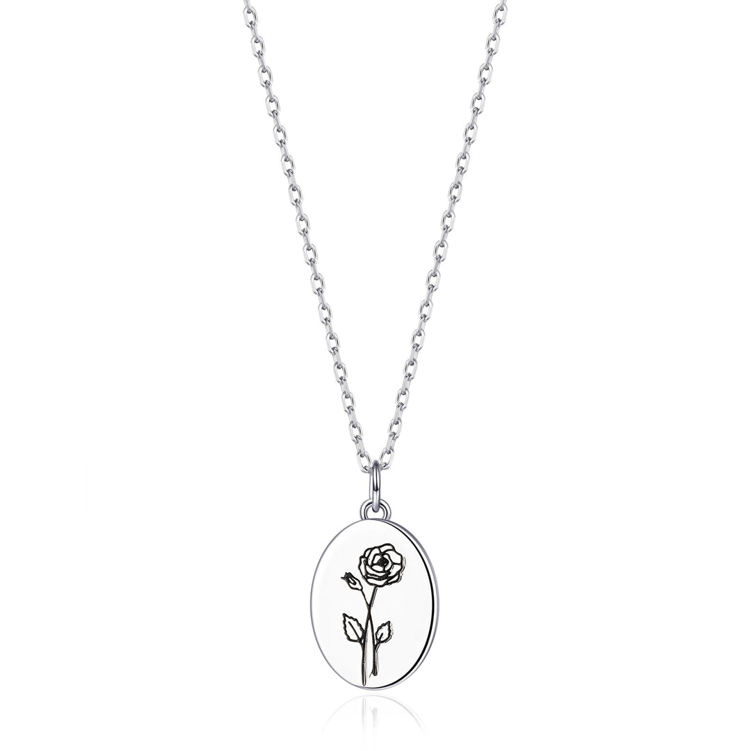 June Birth Flower Rose Necklace with Card - Philip Jones Jewellery