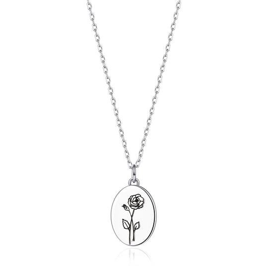 June Birth Flower Rose Necklace with Card - Philip Jones Jewellery
