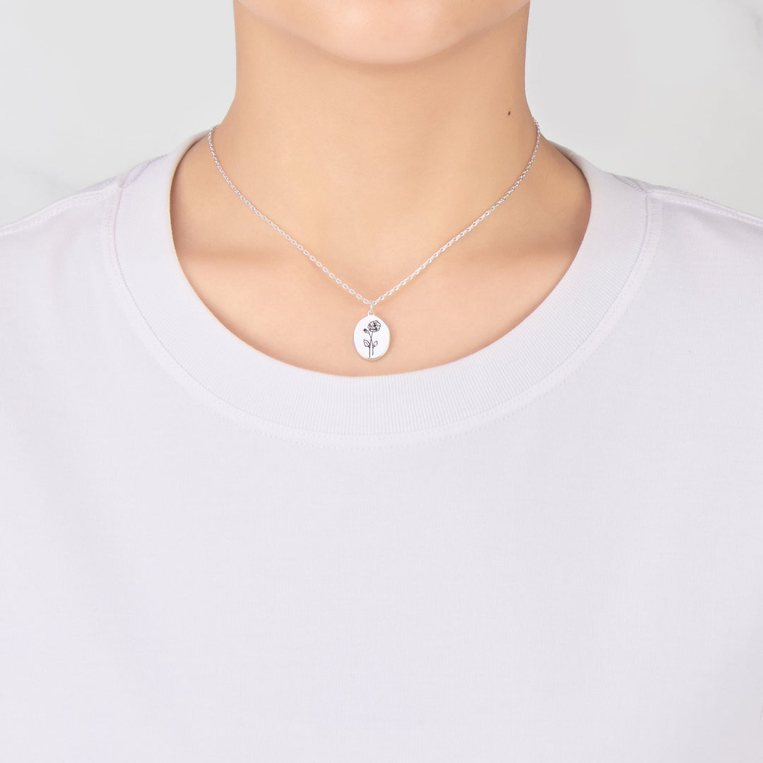 June Birth Flower Rose Necklace with Card - Philip Jones Jewellery