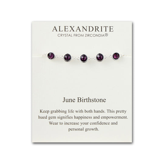 June Birthstone Bracelet Created with Alexandrite Zircondia® Crystals - Philip Jones Jewellery