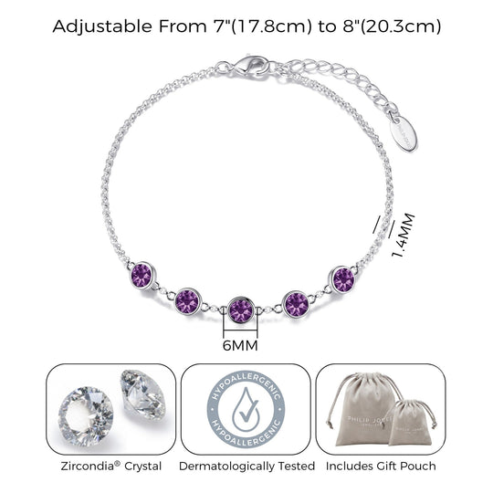 June Birthstone Bracelet Created with Alexandrite Zircondia® Crystals - Philip Jones Jewellery