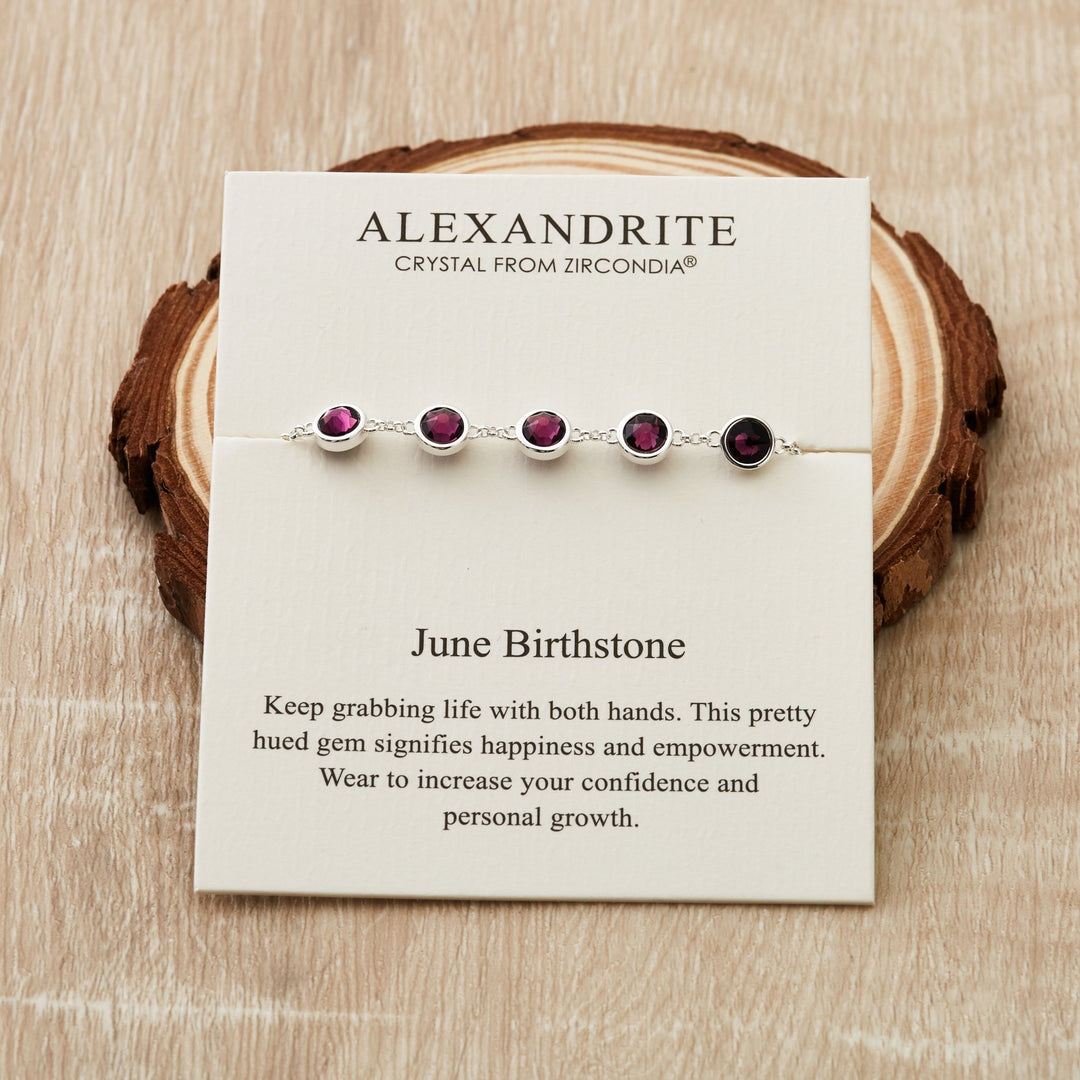 June Birthstone Bracelet Created with Alexandrite Zircondia® Crystals - Philip Jones Jewellery