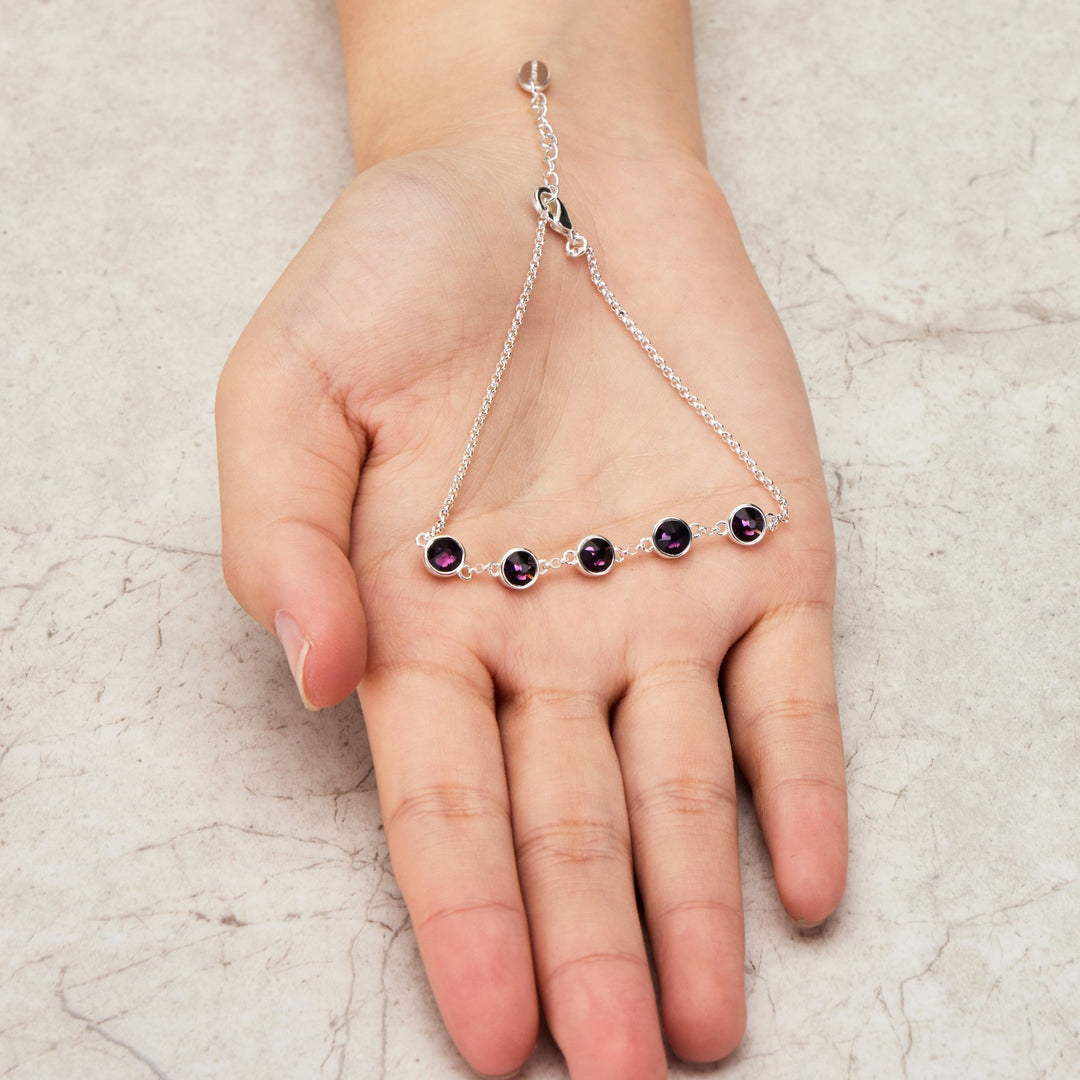 June Birthstone Bracelet Created with Alexandrite Zircondia® Crystals - Philip Jones Jewellery