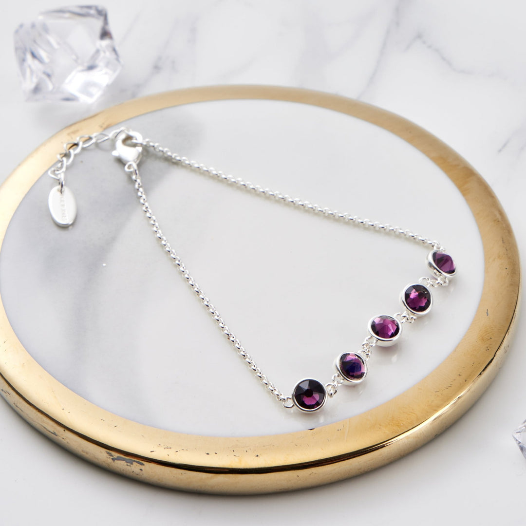 June Birthstone Bracelet Created with Alexandrite Zircondia® Crystals - Philip Jones Jewellery